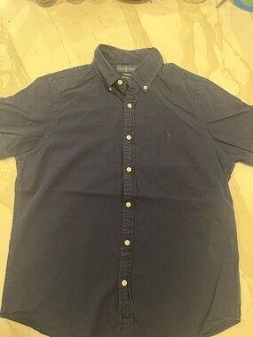 Ralph Lauren Navy Textured Button-Down Shirt